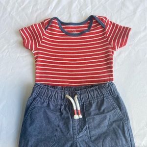 Baby Boy Striped Onesie and Shorts Matching Set